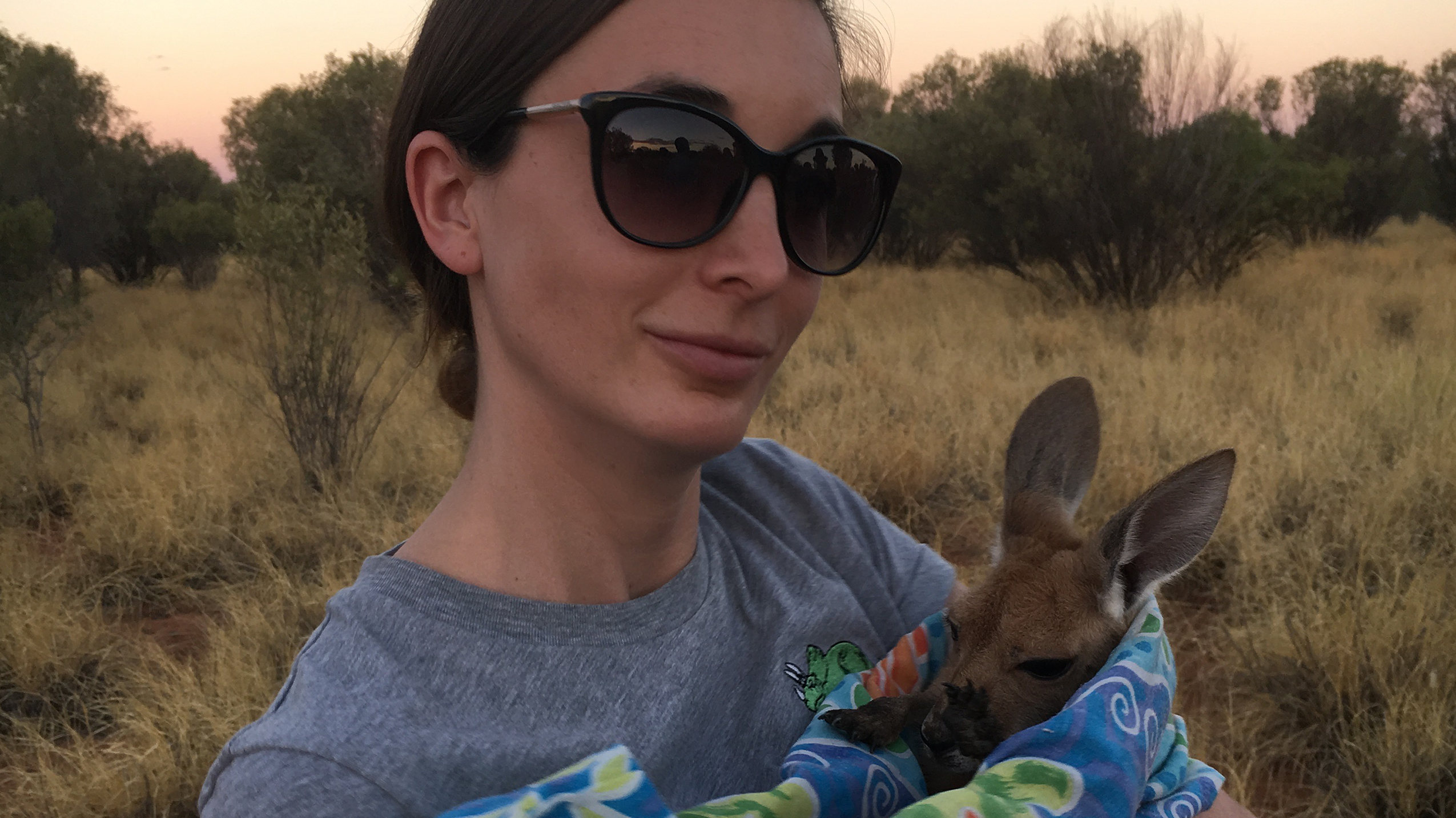 Rebecca Adam Couldn’t Be Happier at The Kangaroo Sanctuary