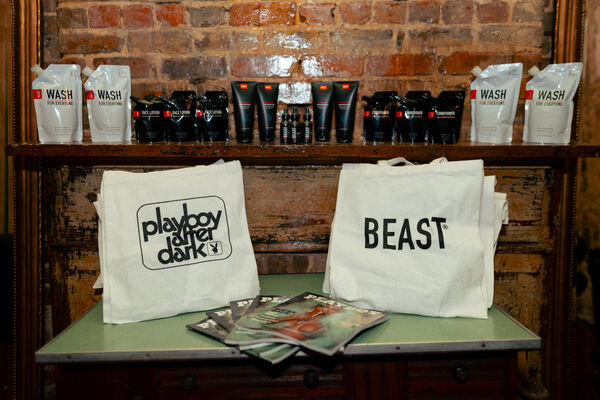 Gift bags from event sponsors Beast featuring its men's luxury grooming products